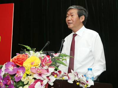 Ủy viên Bộ Chính trị, Bí thư Trung ương Đảng,Trưởng ban Tuyên giáo Trung ương Đinh Thế Huynh đọc diễn văn kỷ niệm.